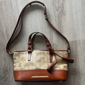 Brahmin Brown and Tan Crossbody Bag Woven Leather